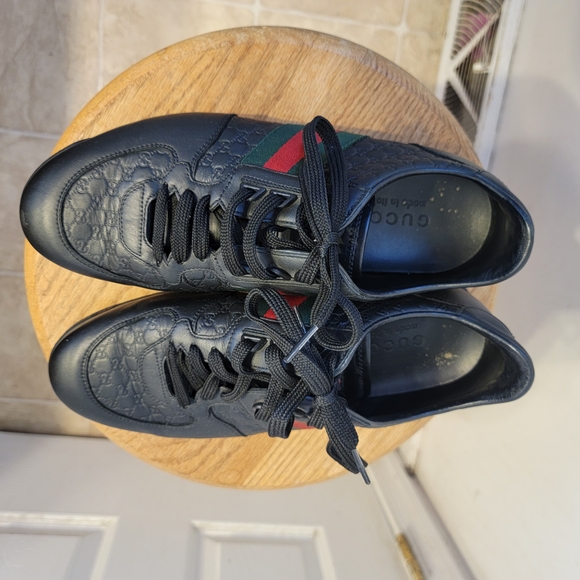 Gucci Black and Green Sneakers Size 7 Euro. 8/2 US - Picture 4 of 10